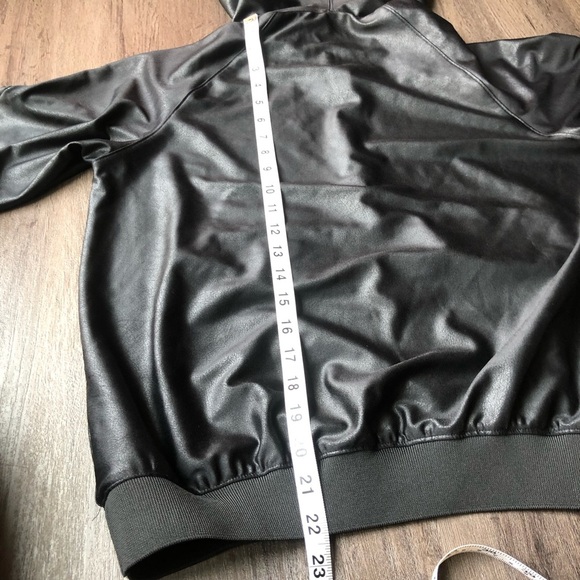 Faux Leather Hoodie Women’s Small Black Edgy Punk Futuristic Gamer Goth - Picture 6 of 9